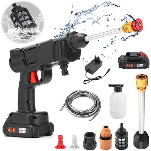High pressure portable car washer cordless electric cleaning machine long endurance lithium 2 battery washer gun with 3 modes, high quality car Washing gun machine