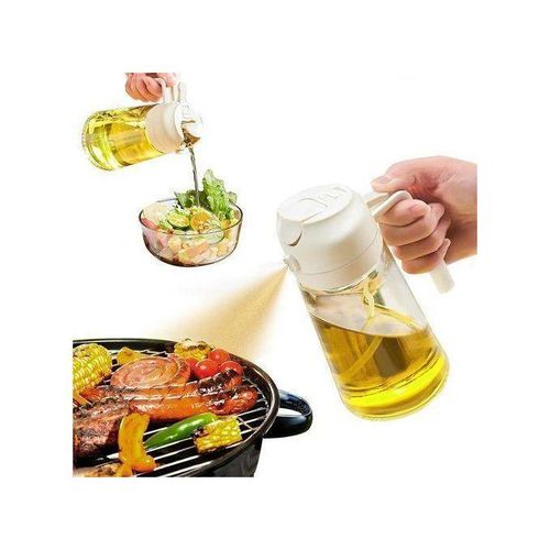 600ml 2-in-1 Oil Sprayer & Dispenser - PP + Glass, Multi-Purpose Kitchen Tool