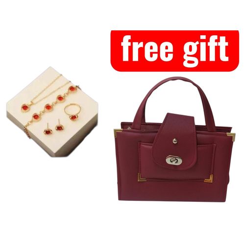 Elegant Womens 4PCS Jewelry Gift Set Necklace Earrings Bracelet Ring with Free Handbag Perfect For Daily wear Parties special occasions Weddings events Birthday anniversary and graduation gifts As a bonus comes with FREE Durable handbag