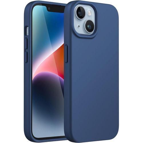 iPhone 13 Phone Case, Navy Slim Liquid Silicone 3 Layers Full Covered Soft Gel Rubber Protective Phone Cover Case