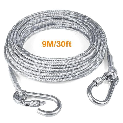 Stainless steel rubber coated wire rope/pet leash/clothesline/outdoor tent rope, bite-resistant and durable (9 meters)