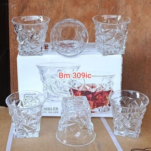 Crystal Diamond Cuts Shape Whiskey Glass Whisky Juice Wine Brandy Rum Cocktail Beer Glasses Drinking Water Tableware Bar Glass Cognac-Old Fashioned A set of 6pcs