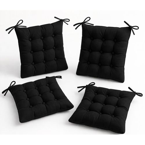 4pcs tufted Black chair padscushions