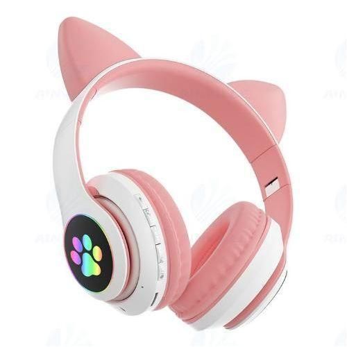 Wireless Fancy Pink Headphones With Deep Bass