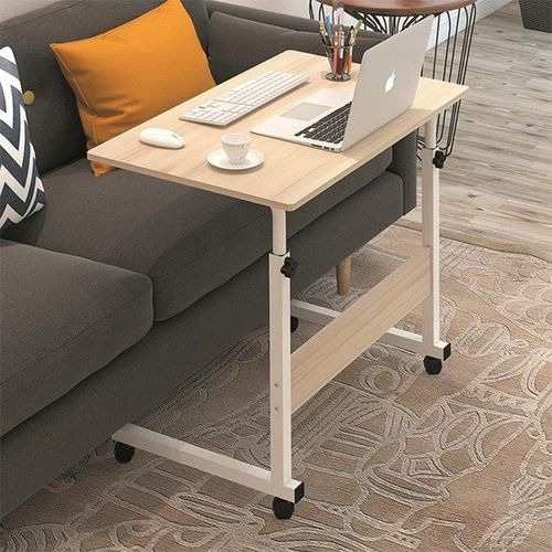 High Quality Material Portable Space Efficient 60 x 40 cm Height Adjustable Study Work Desk Laptop Table Computer Desk Desktop with Moveable Wheels