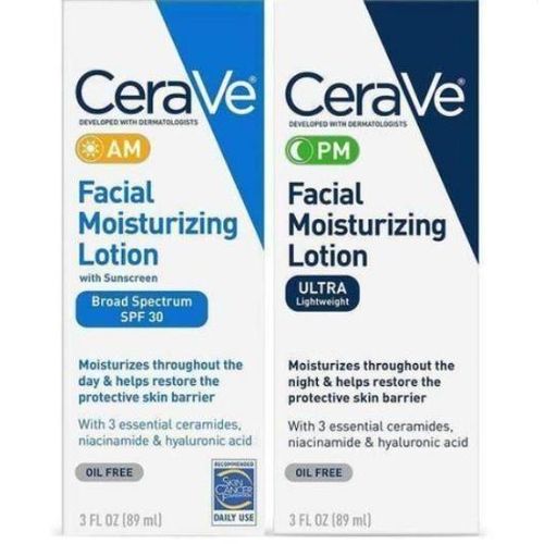 CeraveeAM Facial Moisturizing Lotion- Lightweight and Repair Sensitive Skin 52ml PM Facial Moisturizing Lotion Set Oil-Free Day Night Hydration with Ceramides