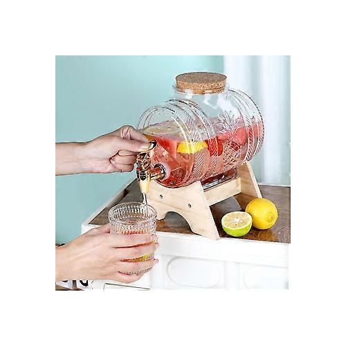 5L horizontal glass drum barrel dispenser