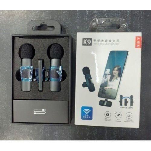 K9 Dual Wireless Microphone For USB-C Phone/ IPhone Wireless For Recording Vlog 2 Mic + 1 Rec Lavalier