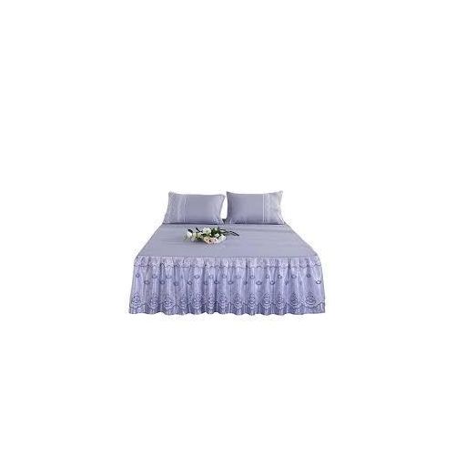 Soft Quality Cotton Grey Bed Skirt with 2 Matching Pillow Cases