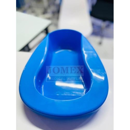 Firm Thick Stable PP Bedpan Heavy Duty Smooth Countoured for Bed-Bound Patient (Blue)
