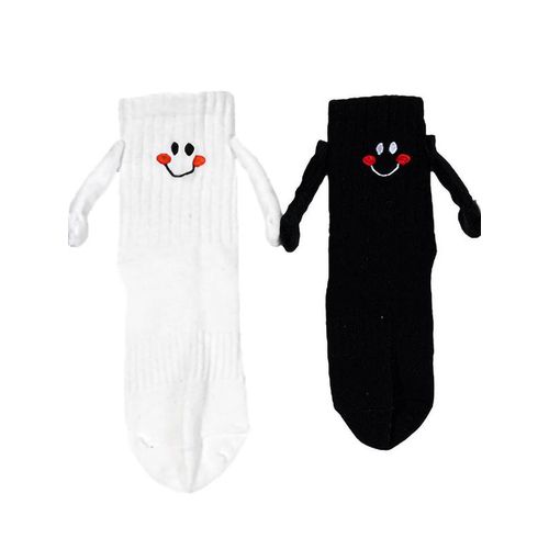 1 Pair of Hand-in-hand Socks Magnetic Attraction Baby Socks for Men and Women Cute Funny Smiling Face Handle Parent-child Socks1-3years old