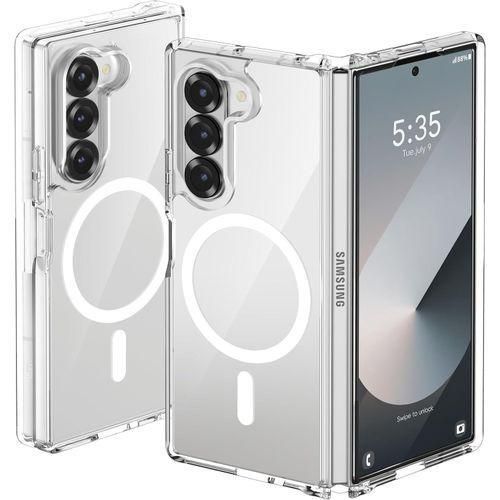 AICase MagSafe-Compatible Clear Case for Samsung Galaxy Z Fold 6 Anti-Yellowing Shockproof Slim Transparent Protective Cover with Magnetic Ring