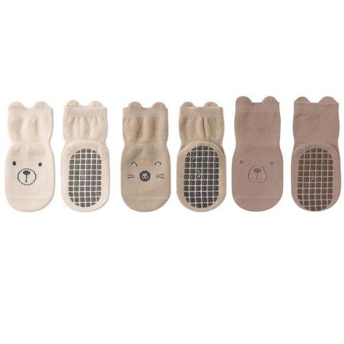3 PairsSet Infant Baby Girls Anti-slip Socks Cotton Cartoon Toddler Girl Mid Tube Sock Children Kid Girl Indoor Rubber Sock KitL for 3-5 years