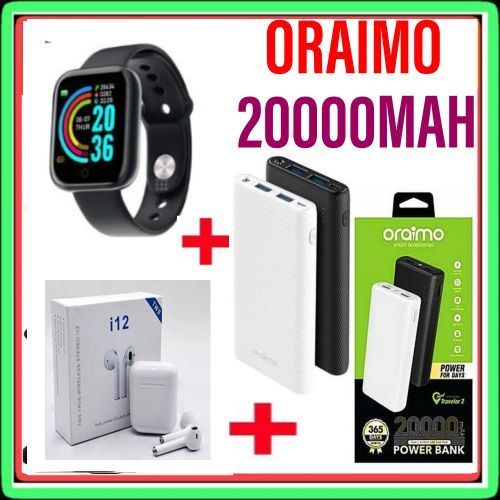 Powerbank 20K Mah Black + Headset + Smart Watch