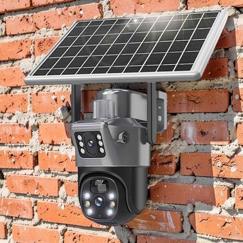 Human Movement Detection PIR Sensor Alarm Monitoring 12MP 4G PTZ Rotating Dual Lens Solar Camera