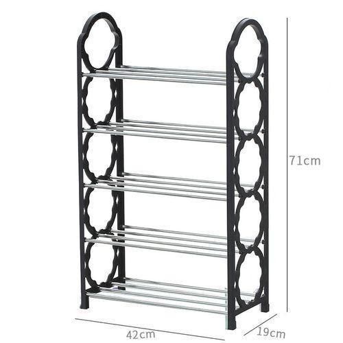 Black 5 Layer cute Simple Plastic Shoe Rack