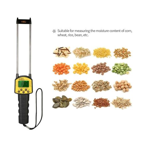 Handheld Moisture Meter LCD Digital Grain Moisture Meter Hygrometer with Measuring Probe for Corn Wheat Rice
