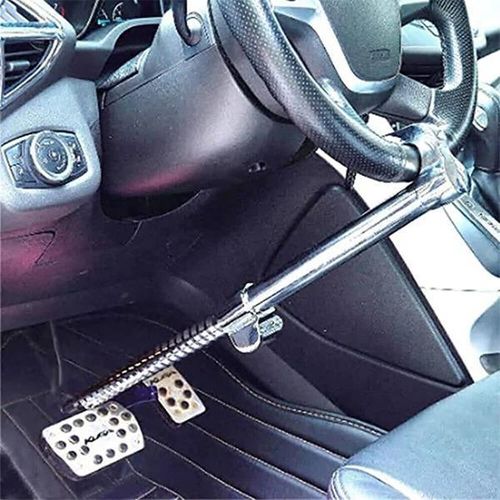 MULTI-PURPOSE USE vehicle security lock for steering wheel brake clutch Heavy Duty Universal Anti-Theft Security Car Steering Wheel Lock Brake Clutch Lock Retractable Locking Hook Device with 3 Keys