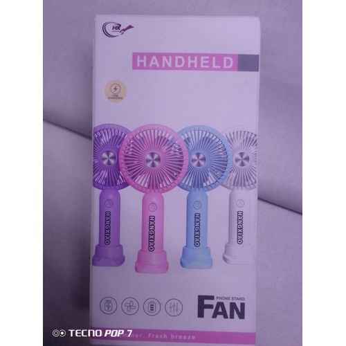 Mini Portable Handheld Fan USB Rechargeable Pocket Fan 3-Speed Personal Desktop Cooling Fan with Base Stand for Office, Travel, Outdoor, Home, Kids & Adults - Compact & Lightweight