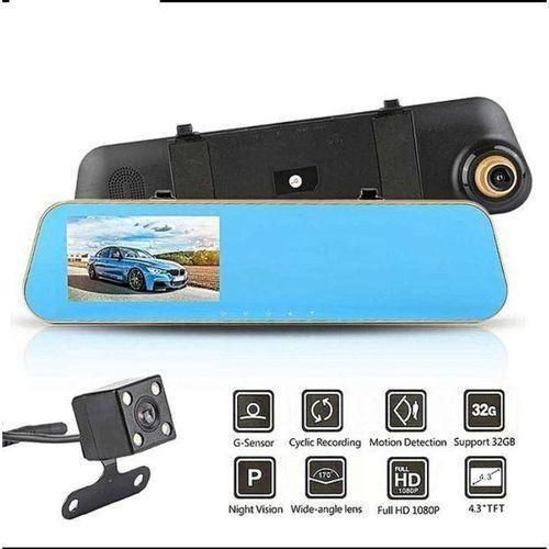 Vehicle Black Box DVR ,Rear View Mirror 4.3" Screen Full HD 1080P Dual Front and Rear Camera