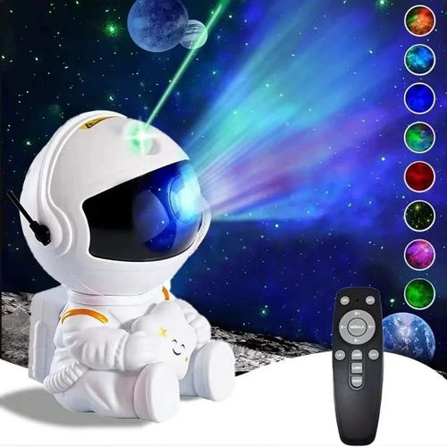 Astronaut Star Projector - Nebula Creative Night Light - LED Multicolored Lights - White - USB Powered - Remote Controlled