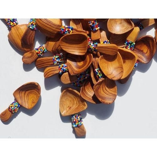 10 pieces of wild olive hardwood spice spoons ( 3 inches long)