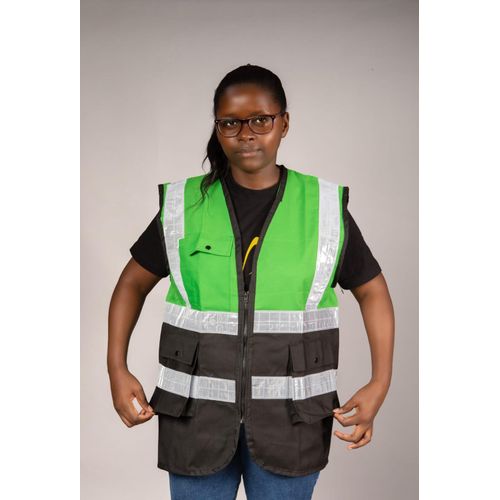 Green & Black Two-Tone Executive Reflector Safety Vest –Unisex