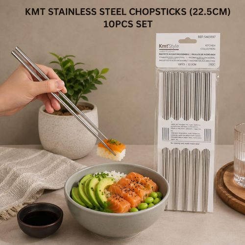 Stainless Steel Chopsticks Set 10PCS – 22.5cm Reusable Rust-Resistant Chopsticks