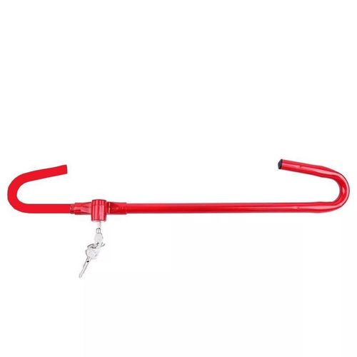Top Quality Stable Performance Universal Vehicle Security Lock with Double Hook Design Universal All Vehicles Anti-Theft Security Car Steering Wheel Lock Brake Clutch Lock Retractable Locking Hook Device with 3 Keys