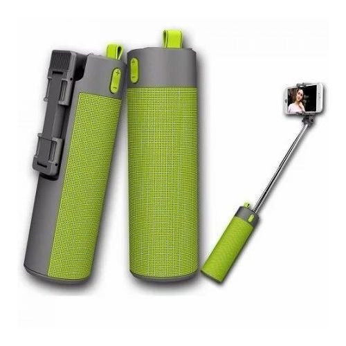 GREEN 5 in 1 Multifunctional Extendable Selfie Stick Wireless Speaker With Flashlight Power Bank Phone Holder Portable Speakers