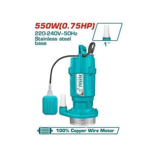 550W (0.75HP) Heavy Duty Stainless Steel Submersible Water Pump with Float Switch – 25M Max Head, 117L/Min Flow Rate, 9M Cable for Clean Water Drainage & Water Transfer