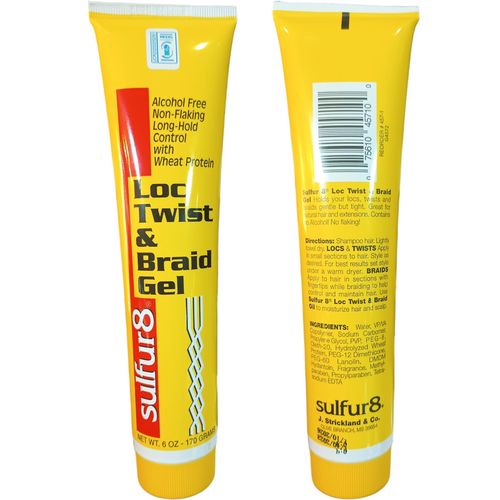 Sulphur 8 Lock Twist & Braid Gel LONG HOLD Control With Wheat Protein Dreadlocks Rasta Braided Hair