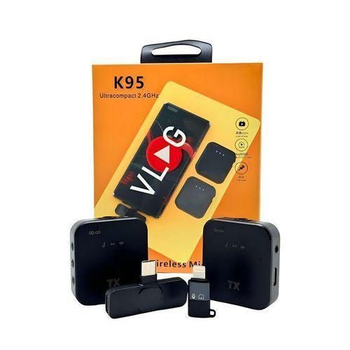 K95 Wireless Lavalier Microphone for Smartphones Cameras