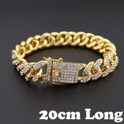 Men's Wrist/Hand Bracelet Gold Hip Hop Bling Iced Out Miami Cuban Link Chain