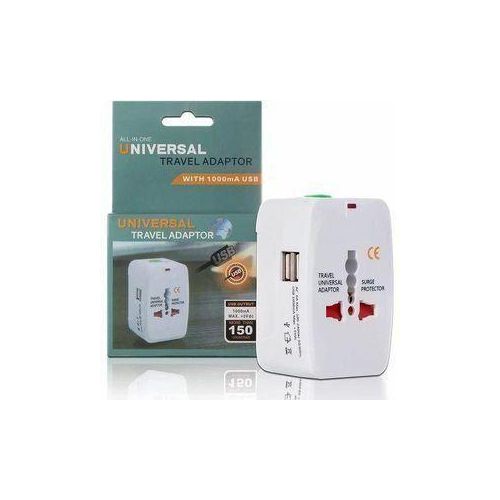 Universal Travel Power Adaptor Plug- 2 Usb Ports