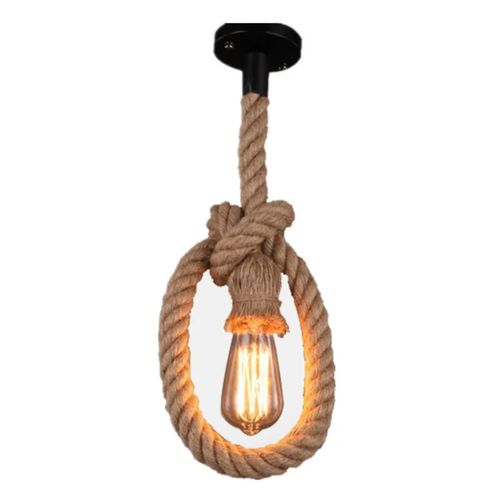 Hemp fibre jute rope chandalier lighting clothing store restaurant lighting vintage with bulb