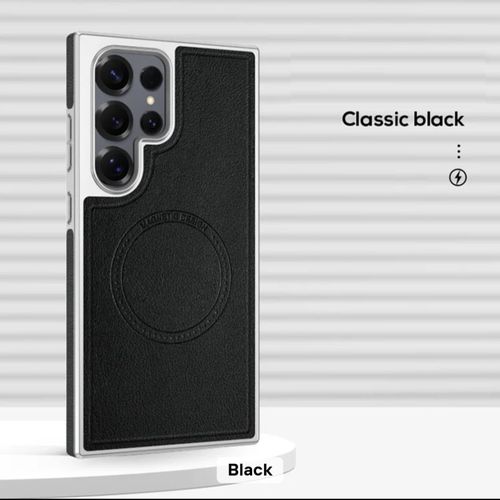 leather case with a metallic stand for Samsung S25 ultra