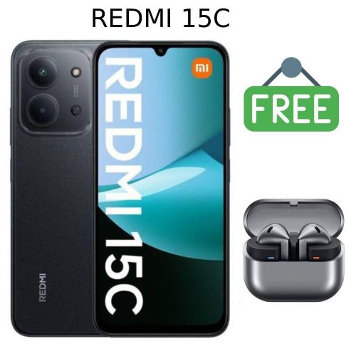 Redmi 15C, 6.9'',up to 8GB Extended RAM(4+4)+ 128GB Storage, Battery: 6000 mAh,1 YEAR WARRANTY - Black