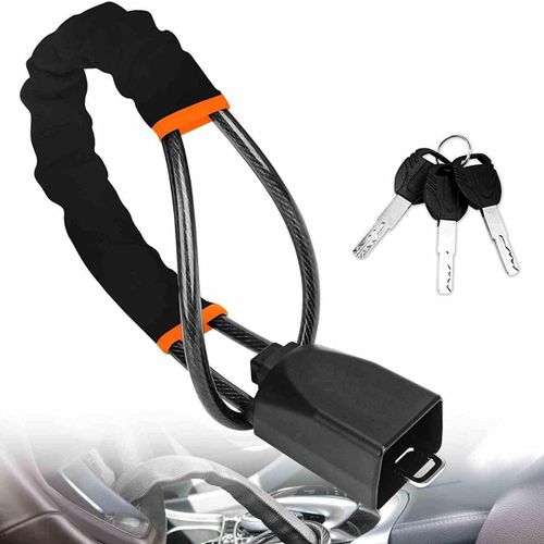Heavy Duty Universal Car Steering Wheel Lock – Anti-Theft Security Device with 2 Keys for Cars, SUVs & Pickups