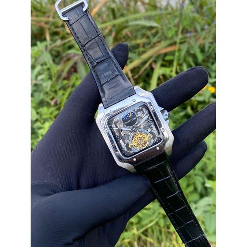 Luxury Cartier Automatic Tourbillon – Sophisticated Watch with Deployant Clasp & Moonphase