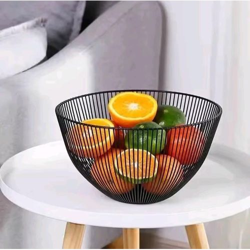 LUXORB Halo Round Decorative Fruit Basket Elegant Matte Black Finish