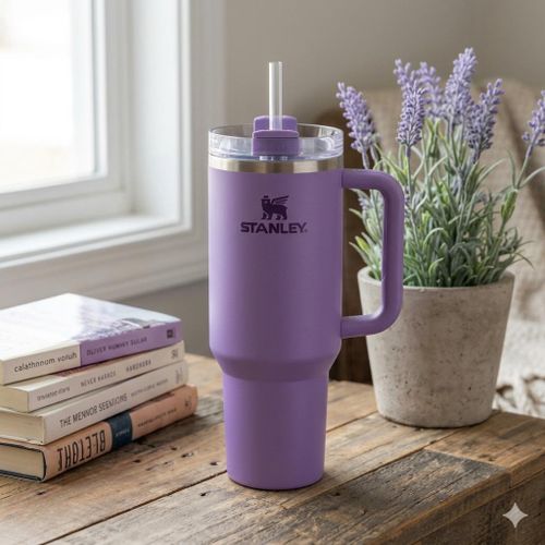 Purple 1.18L Stanley Cup Insulated Travel Tumbler With Handle & Straw