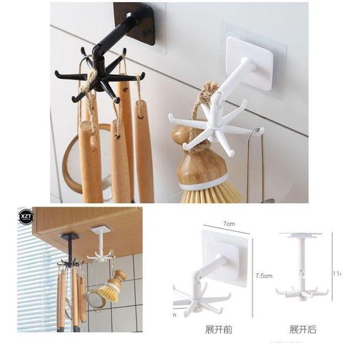 Multifunction shelf 6 rotating hooks organizer