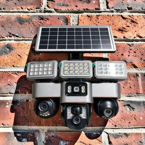 Two-Way Audio Motion Detection Support 12MP 4G PTZ Multiple Lens screens Solar Camera with Solar Flood Light