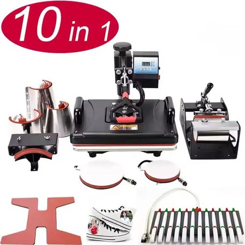 Combo Sublimation 10 Into 1 Hot Press Shoe Transfer Machine Hot Press Machine For Mark T-shirt Shoe Bottle Pen Football