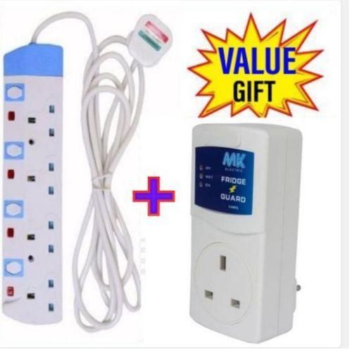 Power King HOME BEST 4 WAY POWER EXTENSION WITH LONG CABLEFREE FRIDGE GUARD