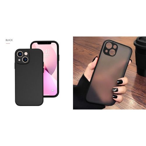 iPhone 12 Pro Max Case Set - Black Silicone & Translucent Matte Covers