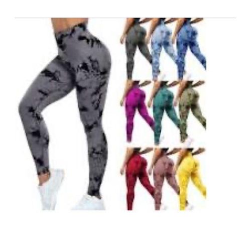 33 PCS SALE Trending Women Patterned Tie & Dye Gym Pants Workout Leggings GRAY /BROWN/RED Tie Dye Good Stretch Tight Fit Breathable Sculpting Cosy Wear- GREY,BROWN,RED
