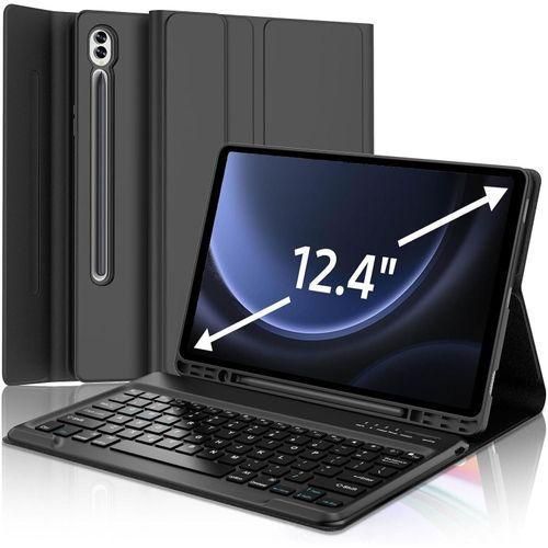 Samsung Galaxy Tab S10+ Plus 2024 12.4 inch/S9 Plus Keyboard Case 12.4 inch 2023, Detachable Wireless Bluetooth Keyboard, Slim Folio Smart Cover with S Pen Holder for Galaxy Tab S10+/S9 Plus/S8 Plus/ S9 FE Plus