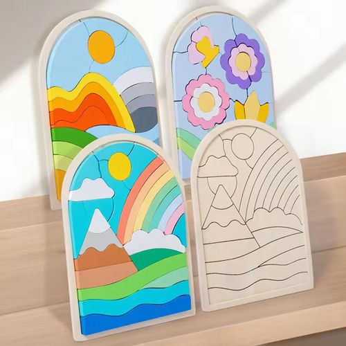 Wooden Landscape Puzzle 3D Layered Nature Scene for Kids
